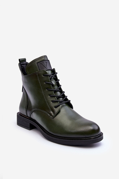 Botki Workery Damskie Skóra Zielone Tedrick 58167