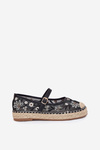 Mesh Espadrilles With Embroidery On Platform Black Laxisa