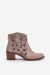 Openwork Suede Booties Lewski Shoes 3170/2 Cappucino