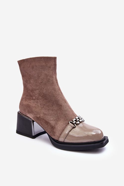 Suede Boots on a Massive Heel SBarski MR870-70 Beige