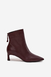 Women's leather ankle boots with heel D&A CR52-661 Burgundy