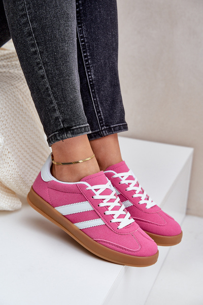 Damskie Niskie Sneakersy Fuksja Ennorwen