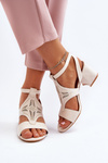Beige Low Heel Sandals Eleriva