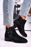 Women’s Boots Flat Heel Rivets Black Control