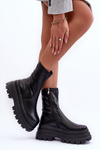 Leather Boots on a Massive Platform Black Luinai
