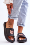 Light Women's Foam Slippers With Teddy Bear Black Lia