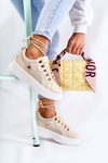 Women's Sport Leather Shoes Beige Salmira