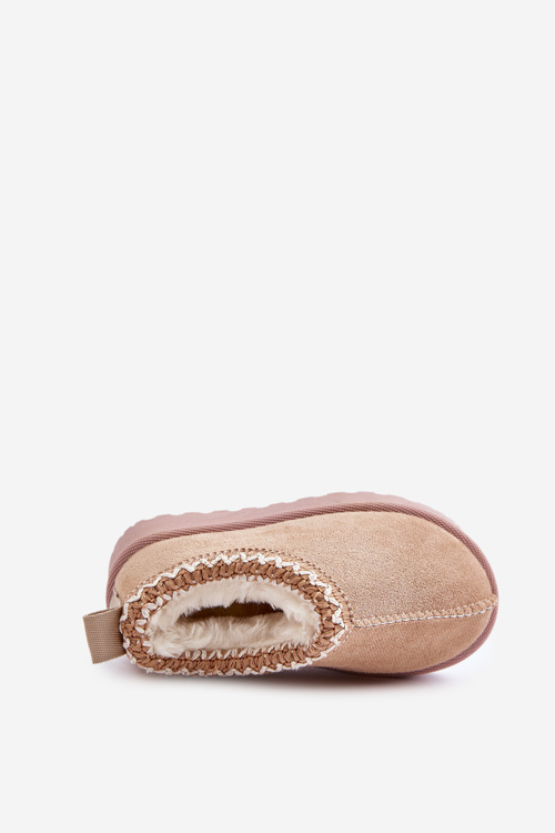 Botki Śniegowce Ocieplane Futerkiem Platforma Beżowe Vilabria