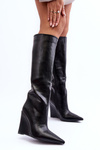 Leather Boots On Platform Black Delinn