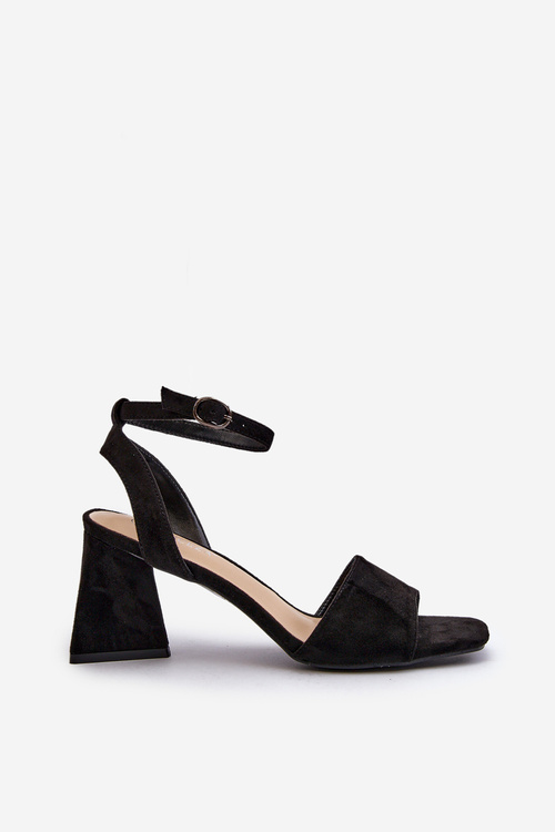 Women Heeled Sandals Made Of Eco Suede Black Vinceza 17328