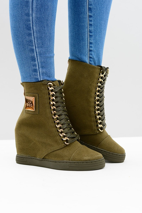 Women's Lu Boo Sneakers With Chains Suede Olive Monica
