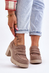 Arabell Suede Chunky Heel And Platform Shoes Dark Beige