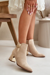 Women's ankle boots with zipper closure eco suede light beige Bonucci