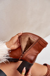 Insulated ankle boots with buckle brown Selavia