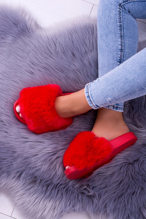 Lu Boo Red Women's Flip Flops Fur XXL
