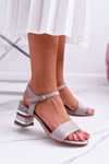 Women's Stiletto Sandals Colored Heel Grey Niente