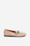 Women's Moccasins with Zircons Beige Ralrika