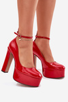 Lacquered High Heel And Platform Pumps Red Nianka