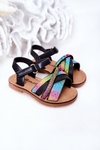 Children's Sandals With Sequins Black Becky
