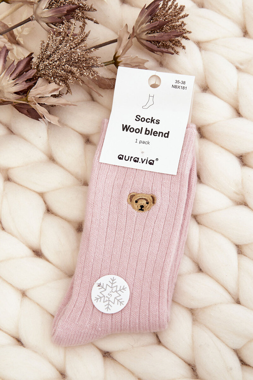 Women's Thick Socks with Bear Pink