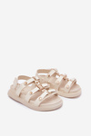 Girls Sandals With Golden Detail Beige Lunessa