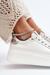 Leather Women's Sneakers with Bracelet CheBello 4406 White