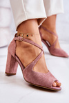 Suede Sandals On A Bar Pink Lorita 