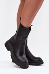 Women's ankle boots on platform and flat heel black Levira
