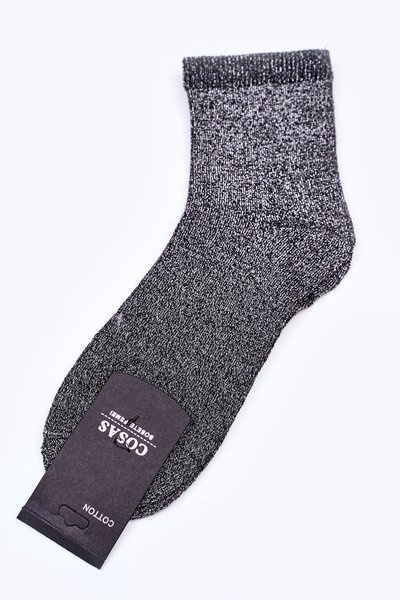 Women's Cotton Socks With Silver Thread COSAS Black