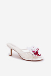 Women's High Heel Slippers With Artificial Flower White Reyi