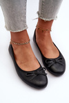 Black Eco Leather Ballerina Flats with Bow