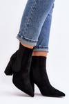 Women's Black Ankle Boots with Heel Tapara