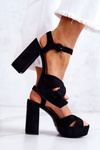 Suede Heeled Sandals Black Semilla