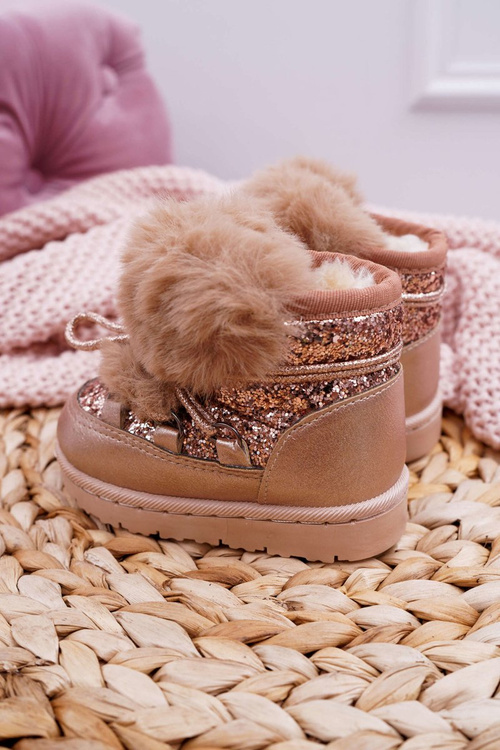 Children's Furry Snow Boots Champagne Minnie Mouse