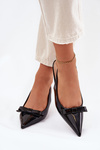 Patented High Heels With Bow Black Naylna