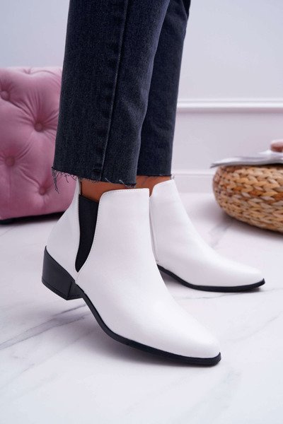 Women's Flat Booties White Murino