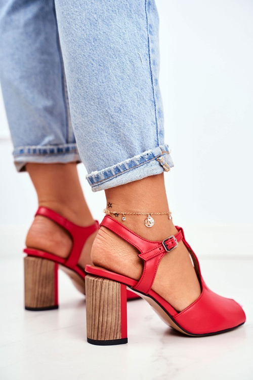 Women's Maciejka Leather Sandals Red 04117