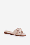 Flat Ladies Slippers With Bow Beige Tobin