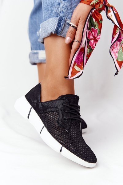 Women's Leather Sport Shoes Black Day Trip