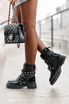 Women's Embellished Glossy Boots Chelsea Black Sibenna