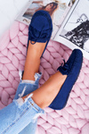 Women's Suede Moccasins Navy Blue Espanto
