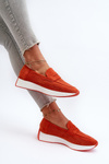 Women's Platform Loafers in Orange Eco Suede Inesqua