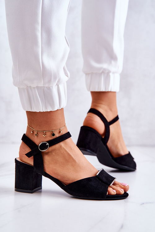 Suede Heel Sandals Lorisa Black