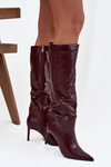 Women's high heel boots with strap Bordeaux Lisanne