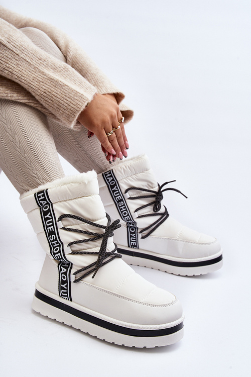 Women's Snow Boots with Lacing White Lilara