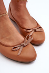 Baleriny Z Eko Skóry Kokardka Camel Sandelal 9988-57