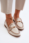 Leather Moccasins With Gold Ornament Maciejka 06442-25 Gold