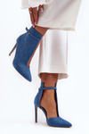 Women's Denim Boots on Heel Blue Amalundi