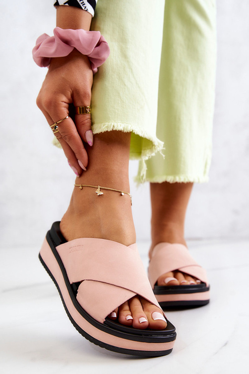 Leather Women's Slippers Big Star JJ274722 Pink