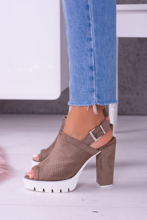 Lu Boo Suede Stiletto Sandals Khaki Emare